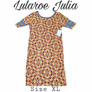 Lularoe Julia Dress Bundle Two Dresses Geometric Tie Dye NWT and Floral